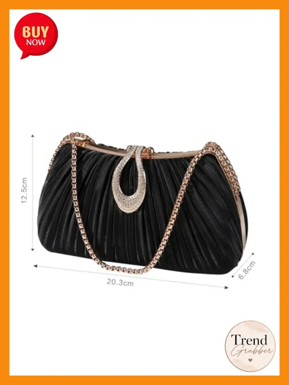 Elegant Evening Bag with Crystal Lock & Dual Chains - Soft Clutch for Women